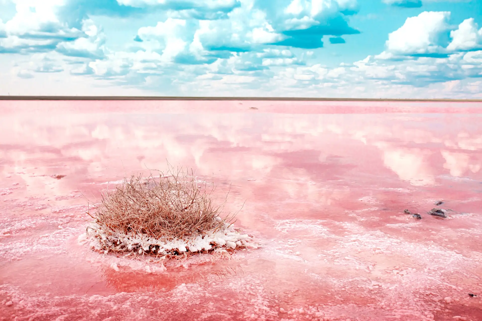 Tijekom suhe sezone jezero postaje crveno i prekriva se solju. FOTO: Vera Larina / Shutterstock
